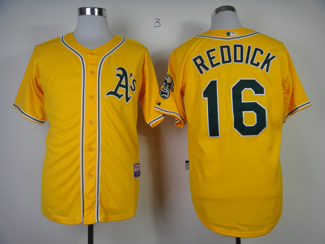 Men Oakland Athletics 16 Reddick Yellow MLB Jerseys